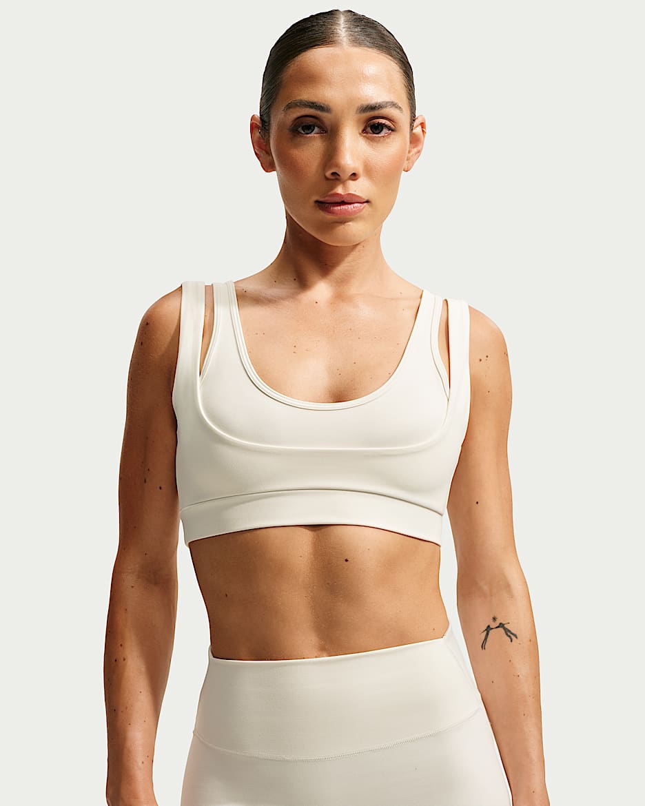 NikeSKIMS Matte 女子速干双肩带大圆领运动内衣 - NSKM Actv Ivory/NSKM Actv Ivory