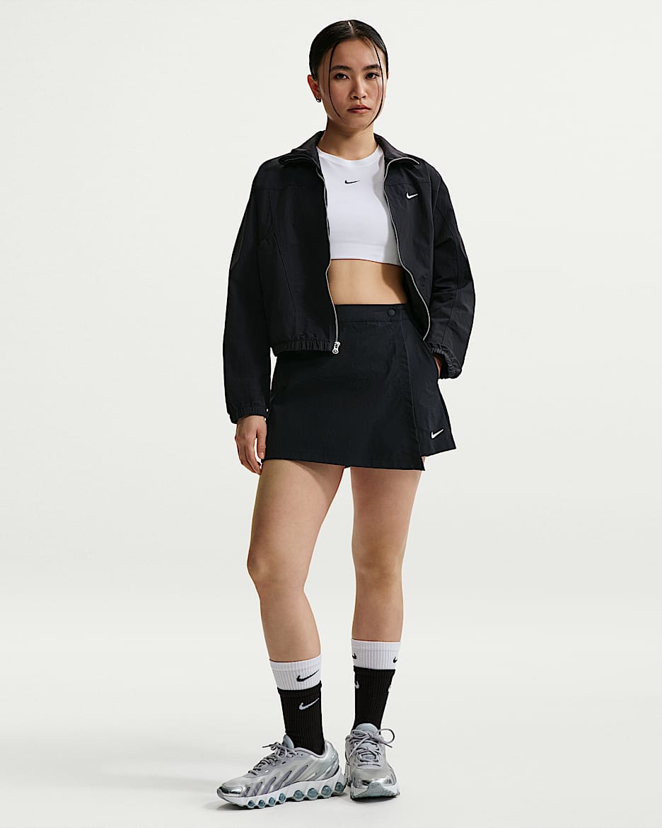 Nike Sportswear 女子中腰裤裙 - 黑/帆白