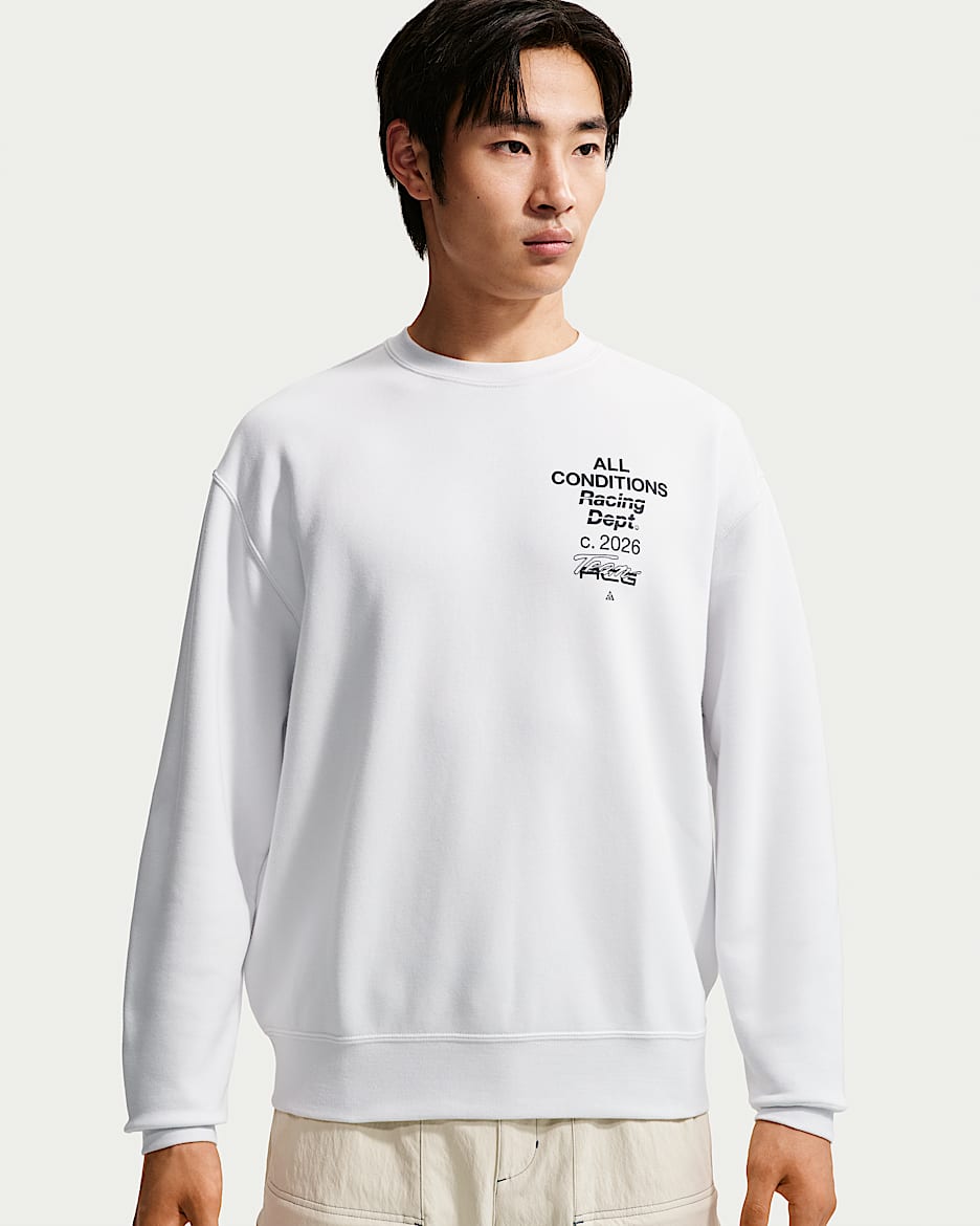 ACG Tuff Fleece Dri-FIT 男子速干圆领运动衫 - 山峰白/黑