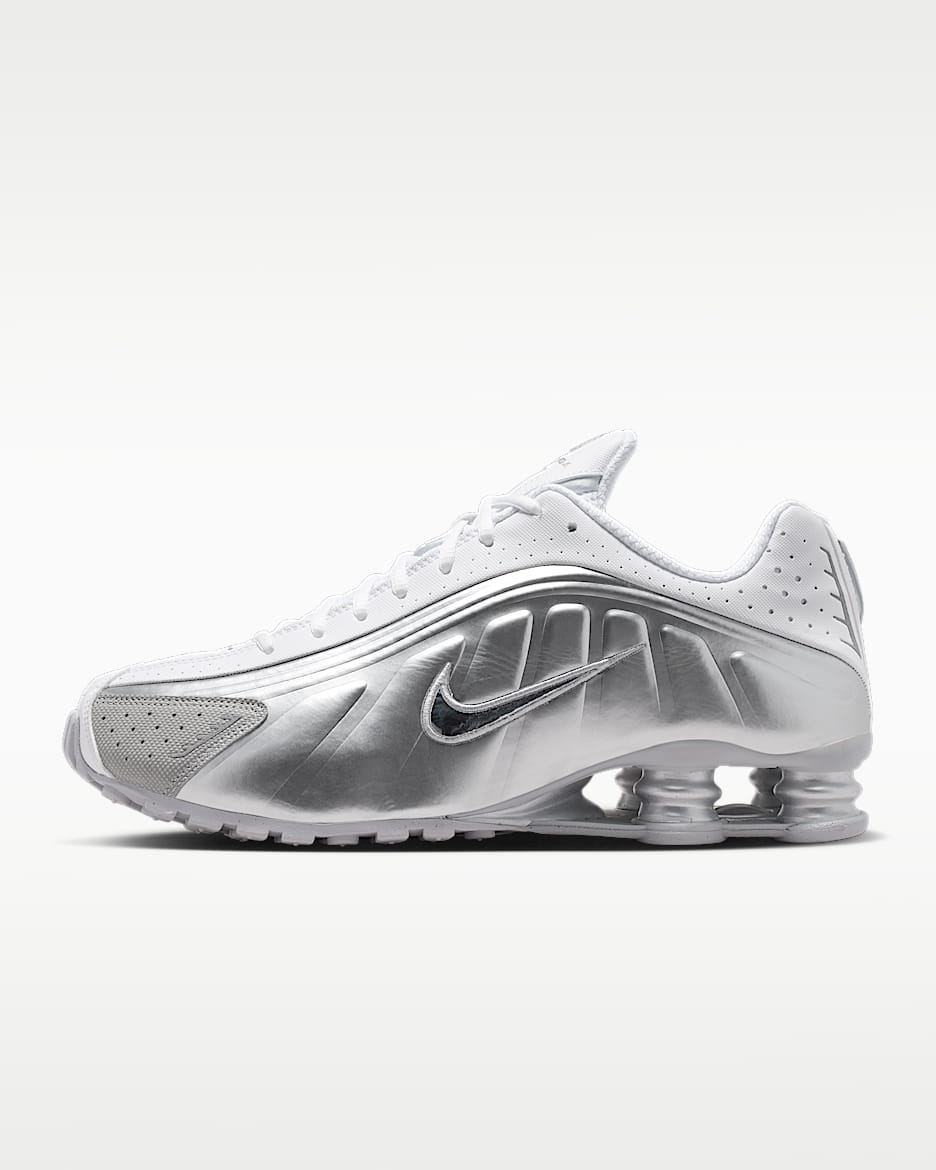 Nike Shox R4 SE 男子气柱运动鞋 - 金属银/白色/米白/金属银