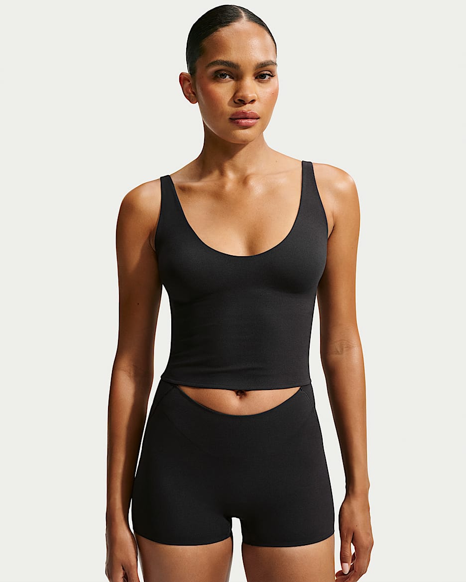 NikeSKIMS Studio Stretch 女子速干低领口背心 - NSKM Obsidian/NSKM Obsidian