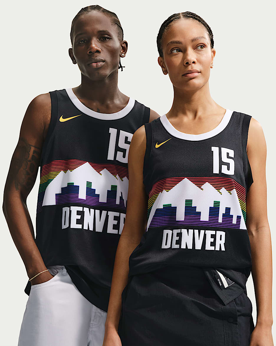 丹佛掘金队尼古拉·约基奇 (Nikola Jokić) City Edition Nike NBA Swingman Jersey 男子速干球衣 - 黑