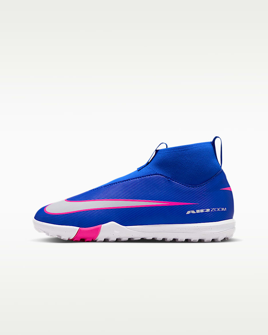 Nike Jr. Mercurial Superfly 10 Academy 耐克刺客系列大童 TF 人造场地高帮足球鞋 - 赛车蓝/白色