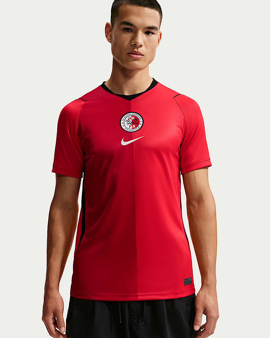 中国香港主场球迷版 Nike Dri-FIT 男子速干短袖足球球衣 - 大学红/健身红/黑/白色