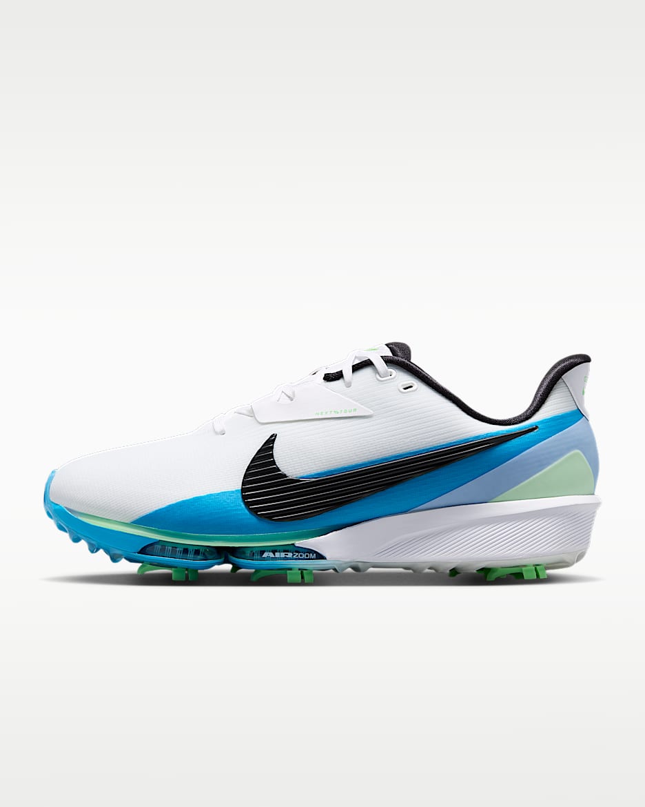 Nike NEXT% Tour 3 男/女高尔夫球鞋(宽版) - 白色/山峰白/浅电流蓝/黑