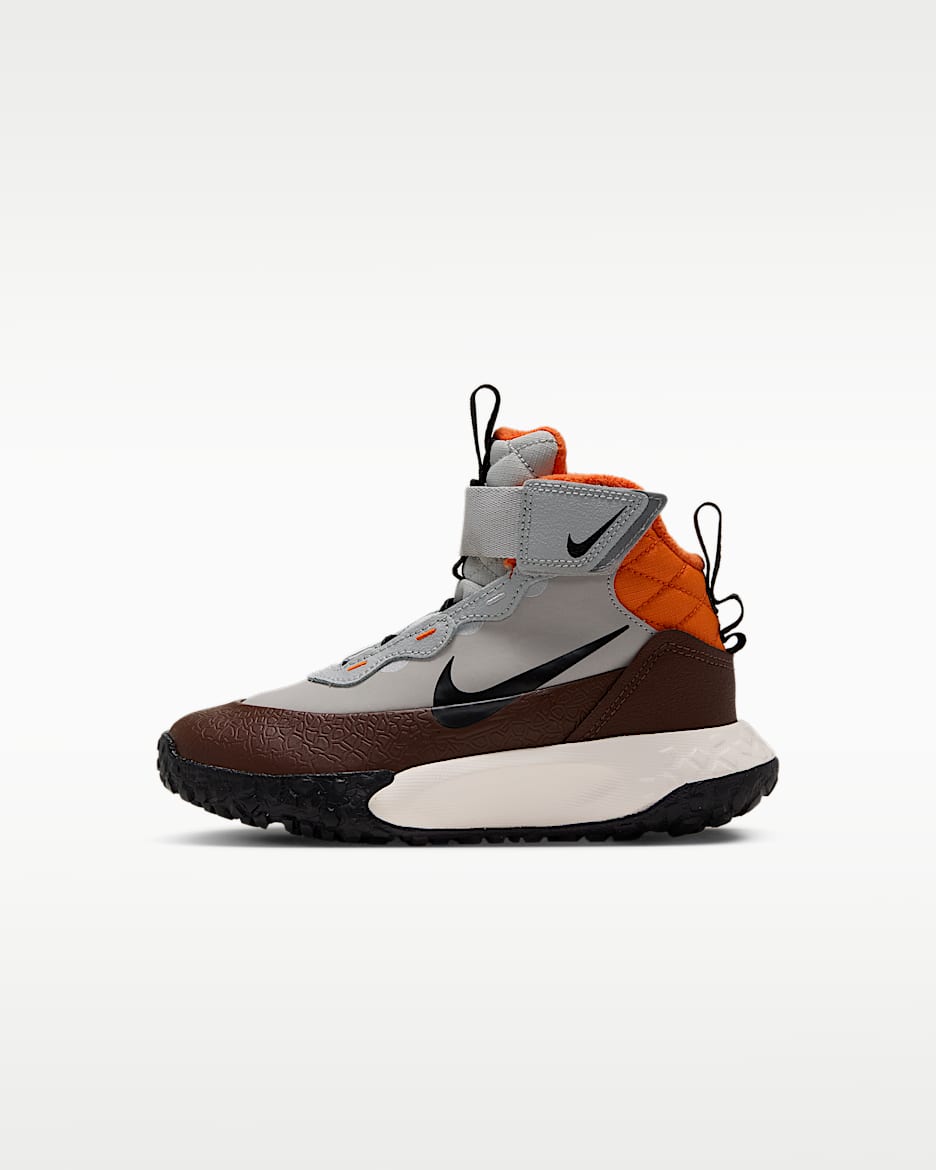 Nike Terrascout 耐克小探索家幼童反光装饰运动鞋 - 雾灰/安全橙/浅巧克力色/黑