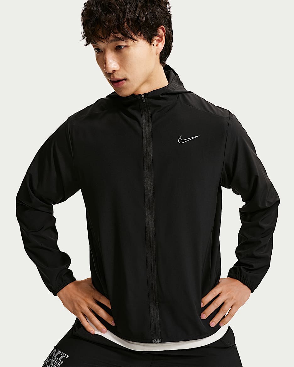Nike Form Dri-FIT 男子速干连帽训练夹克 - 黑/白色