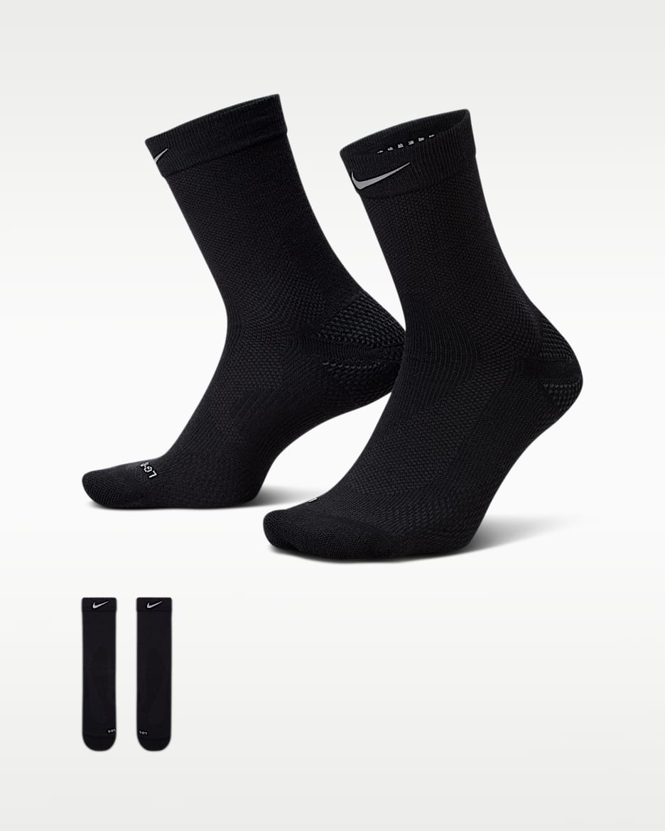 Nike Running Lightweight 中筒运动袜（1 双） - 黑/暗烟灰/暗烟灰