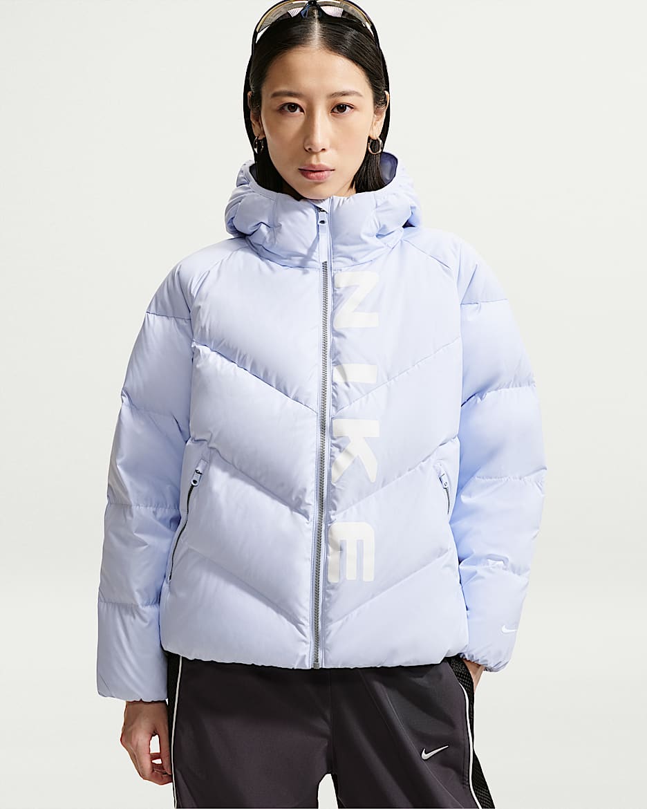 Nike Sportswear Storm-FIT 女子防风拒水连帽羽绒夹克 - 浅白紫色
