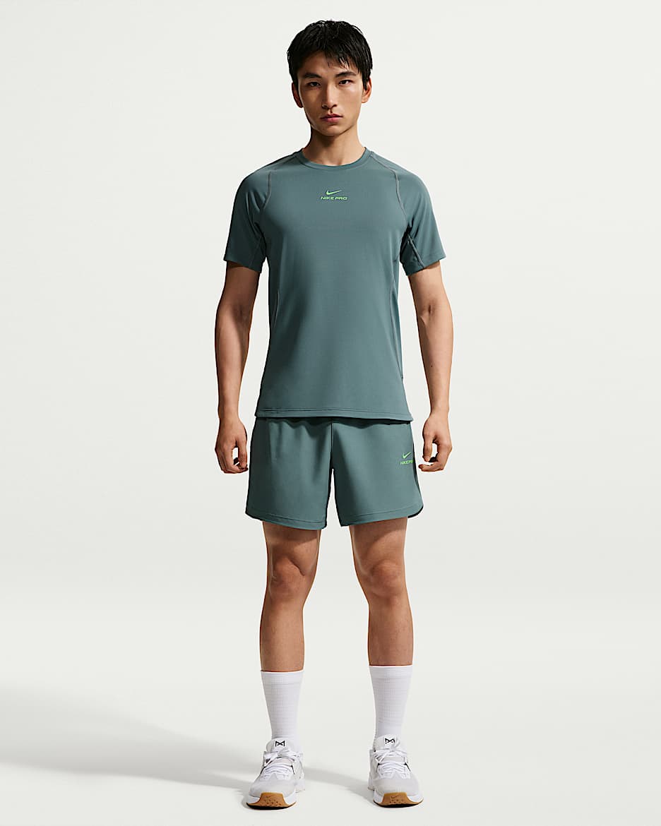 Nike Pro Training Dri-FIT 男子速干训练短裤 - 矿物岩板蓝/冲击绿