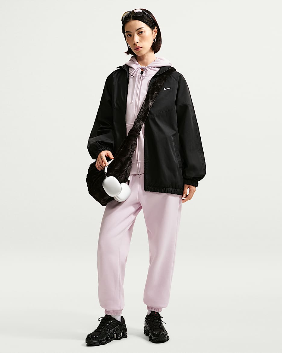 Nike Studio Fleece 耐克廓系卫衣系列女子Oversize 风中克重加绒高腰收口长裤 - 浅紫丁香色/帆白