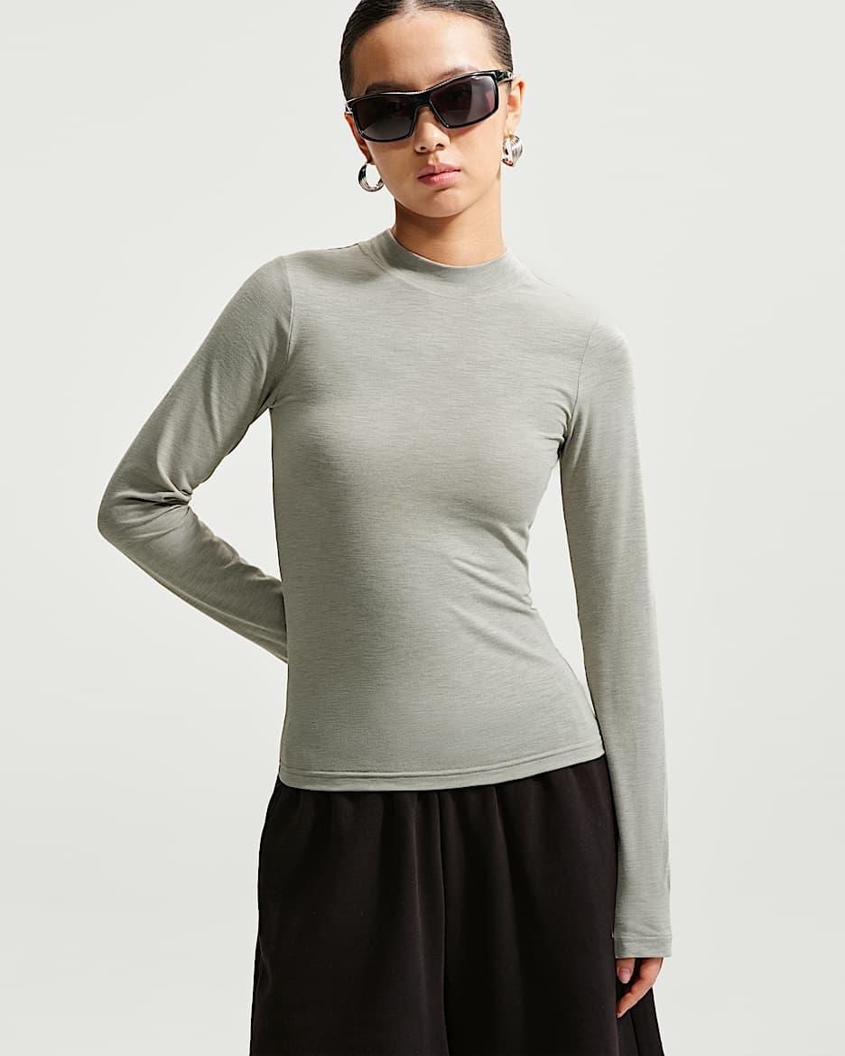 Nike Sportswear Chill Knit 女子紧身长袖上衣 - 调色暗灰/白色