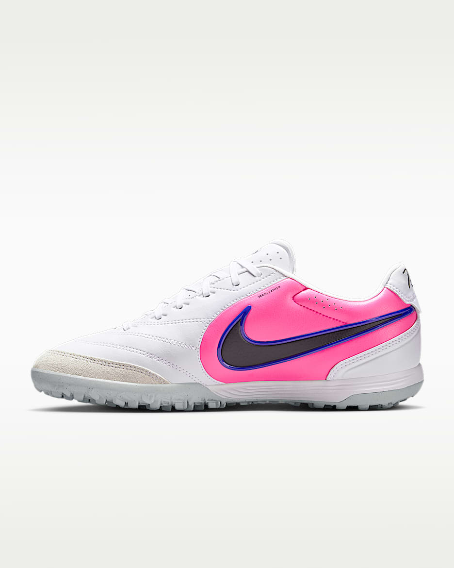 Nike Tiempo Ligera Pro 耐克传奇系列男/女 TF 人造场地低帮足球鞋 - 白色/赛车蓝/爆炸粉/黑
