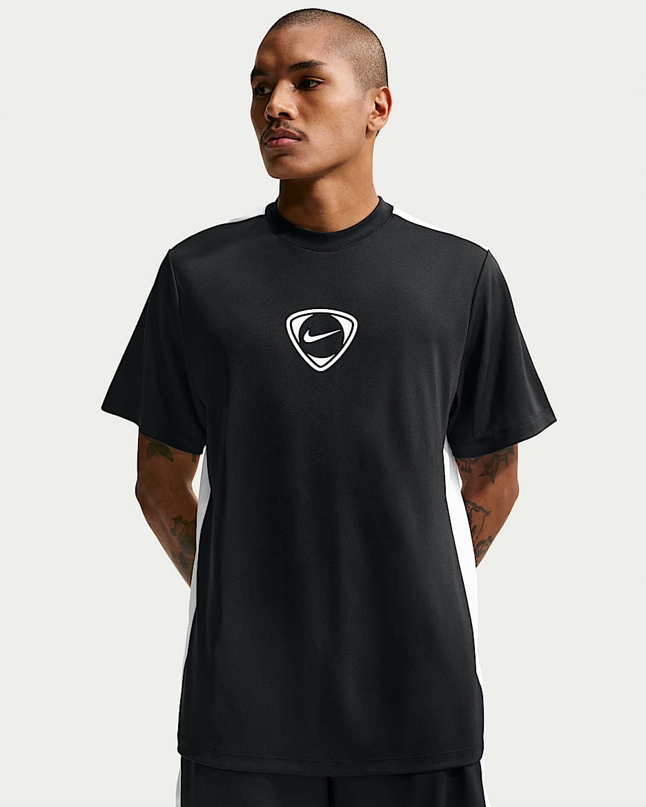Nike Academy+ Dri-FIT 男子速干短袖足球上衣 - 黑/白色/白色