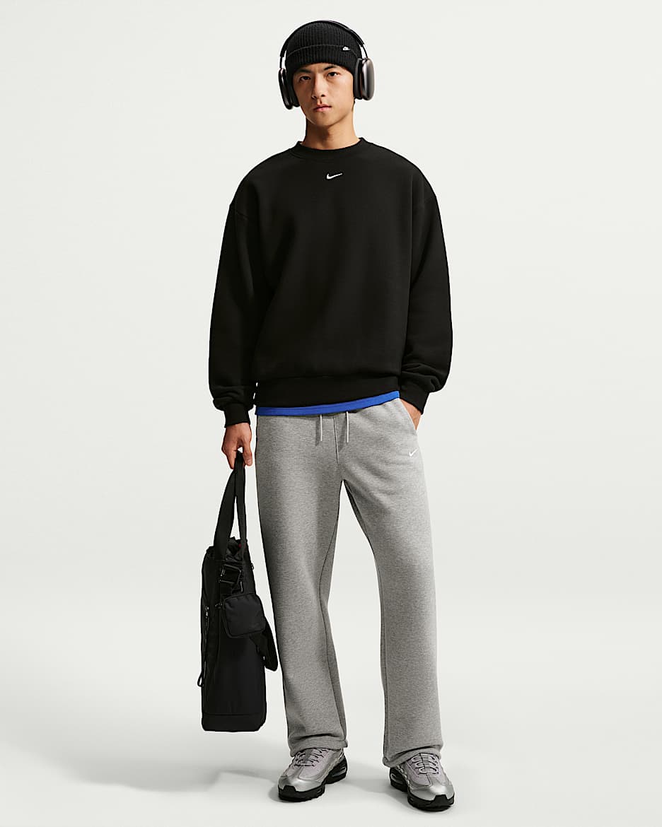 Nike Solo Fleece 男子宽松加绒长裤 - 调色暗灰/帆白
