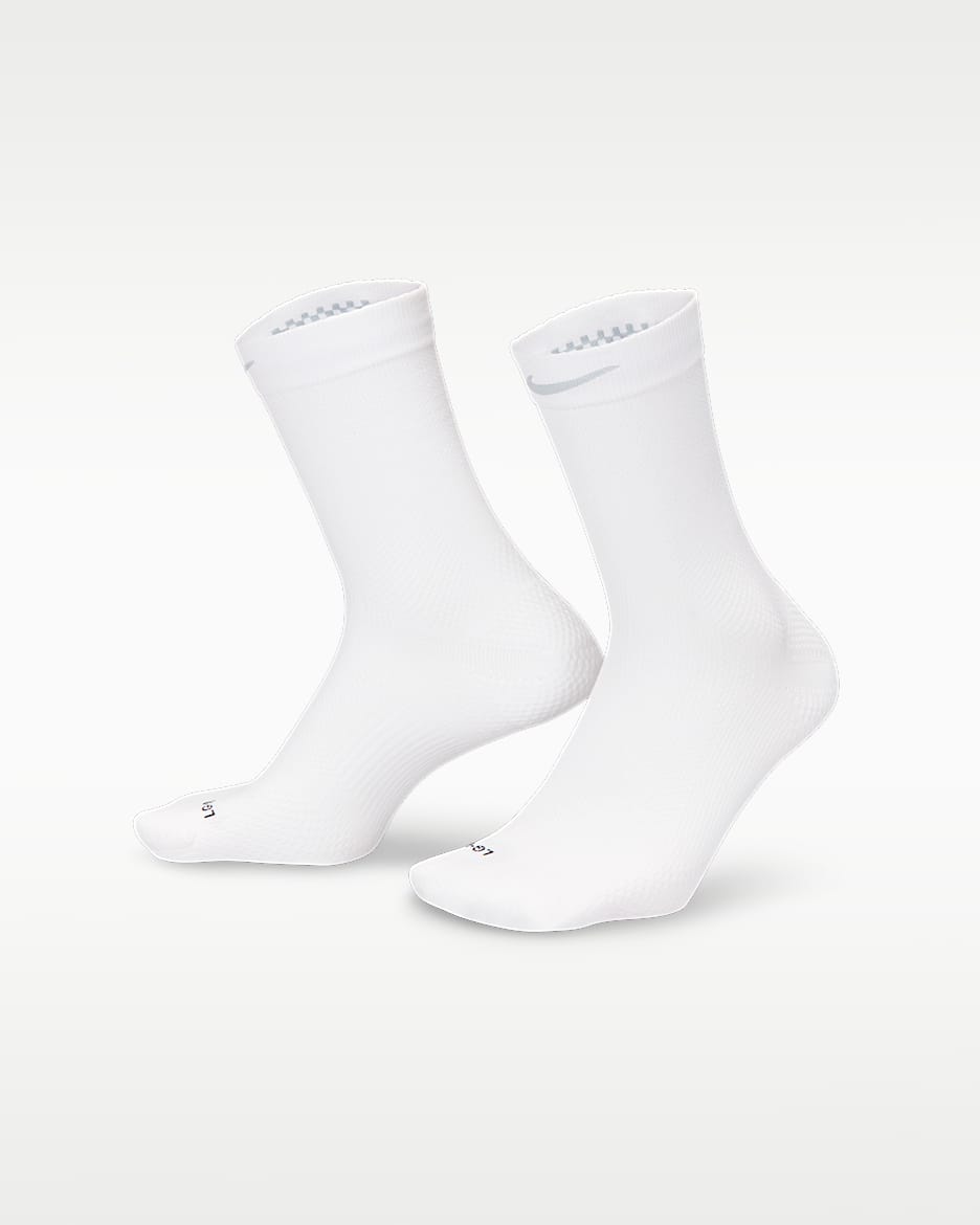 Nike Running Lightweight 速干中筒运动袜（1 双） - 白色/黑/白金色