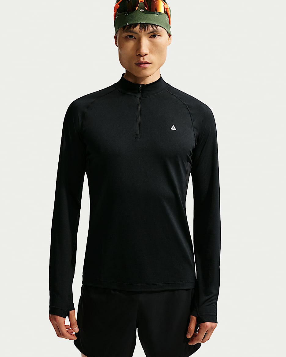 ACG "Wildsee" Dri-FIT 男子 1/4 拉链开襟速干长袖徒步上衣 - 黑/山峰白