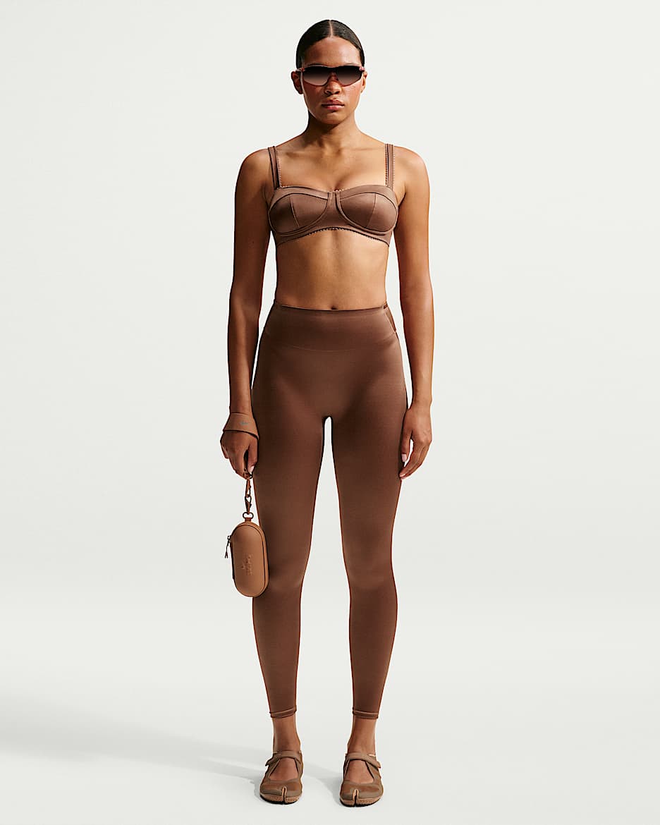 NikeSKIMS Satin Shine 女子速干粘合高腰紧身裤 - NSKM Carob Brown