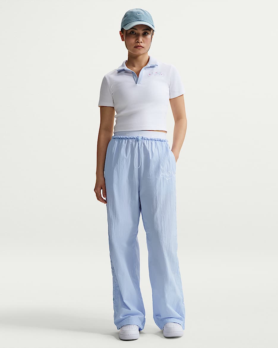 Nike Sportswear 女子高腰降落伞长裤 - 氢蓝
