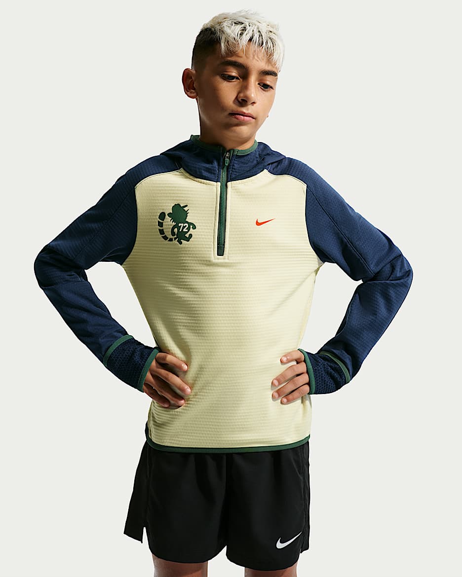Nike Therma-FIT 大童连帽上衣 - 椰奶色
