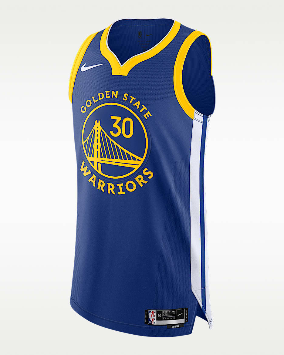 金州勇士队斯蒂芬·库里 (Stephen Curry) Icon Edition Nike NBA Authentic Jersey 男子速干球衣 - 灯草蓝