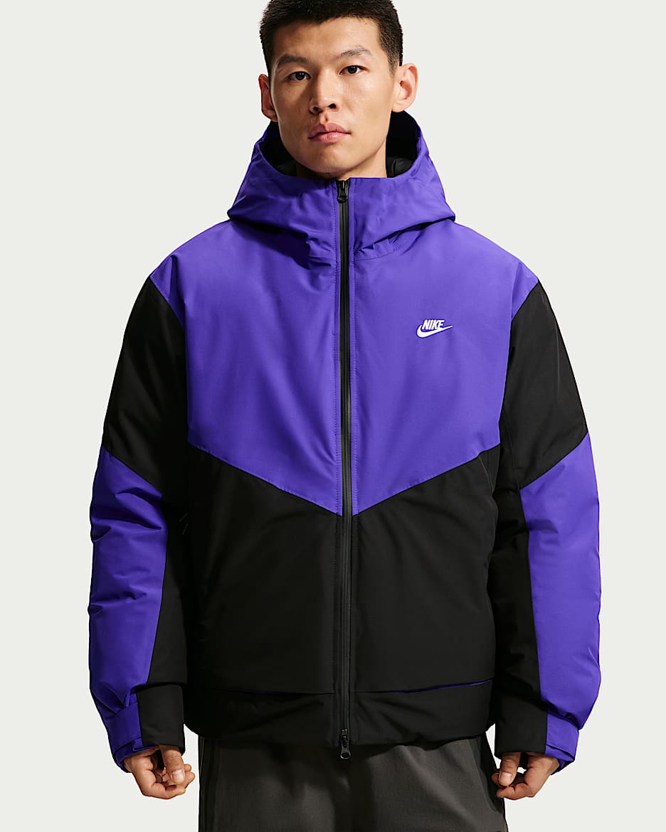 Nike Windrunner PrimaLoft® Storm-FIT ADV 风雨科技男子防风防水夹克冲锋衣棉服 - 暗紫/黑/黑/白色