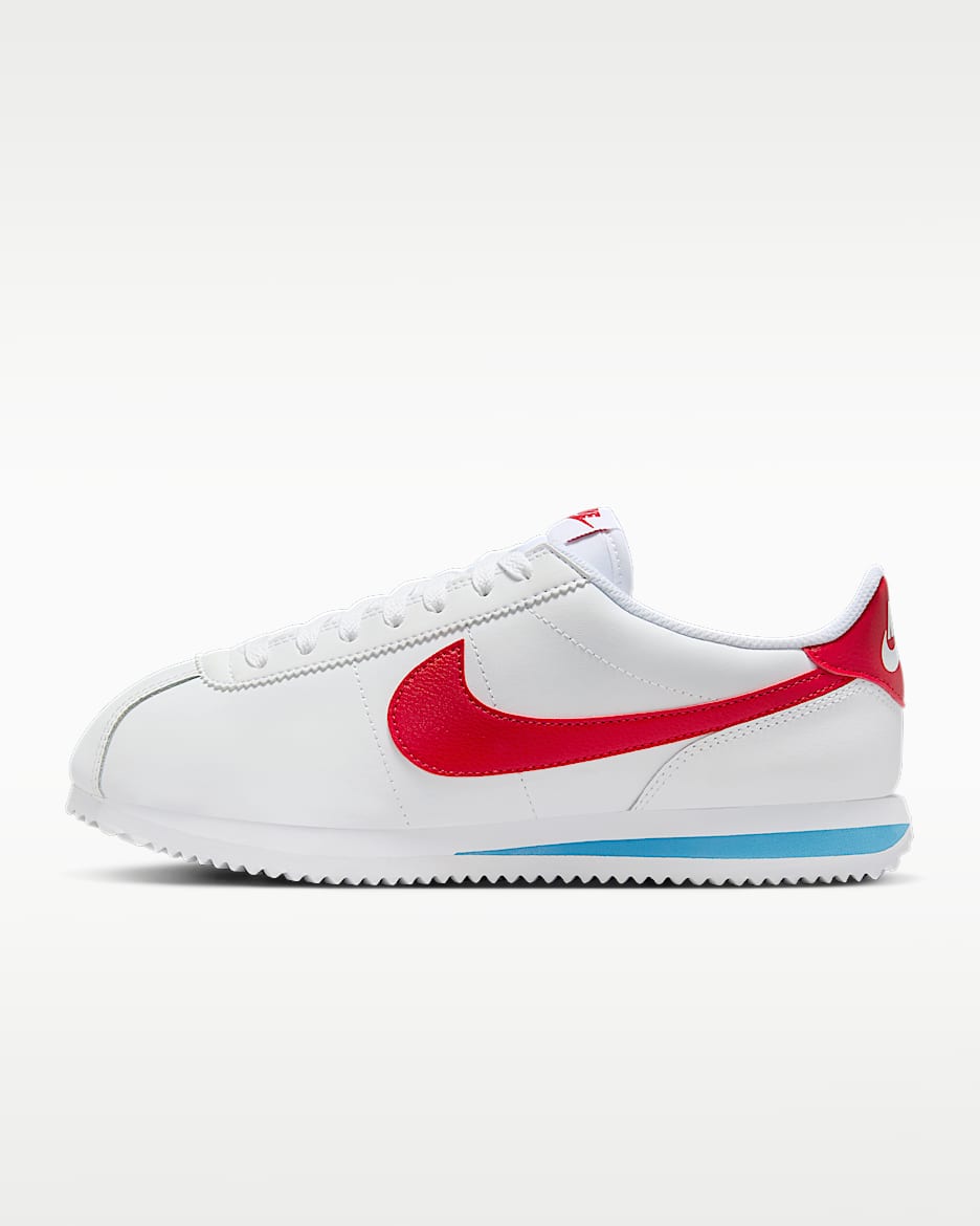Nike Cortez Leather 女子运动鞋 - 白色/校园蓝/校园红