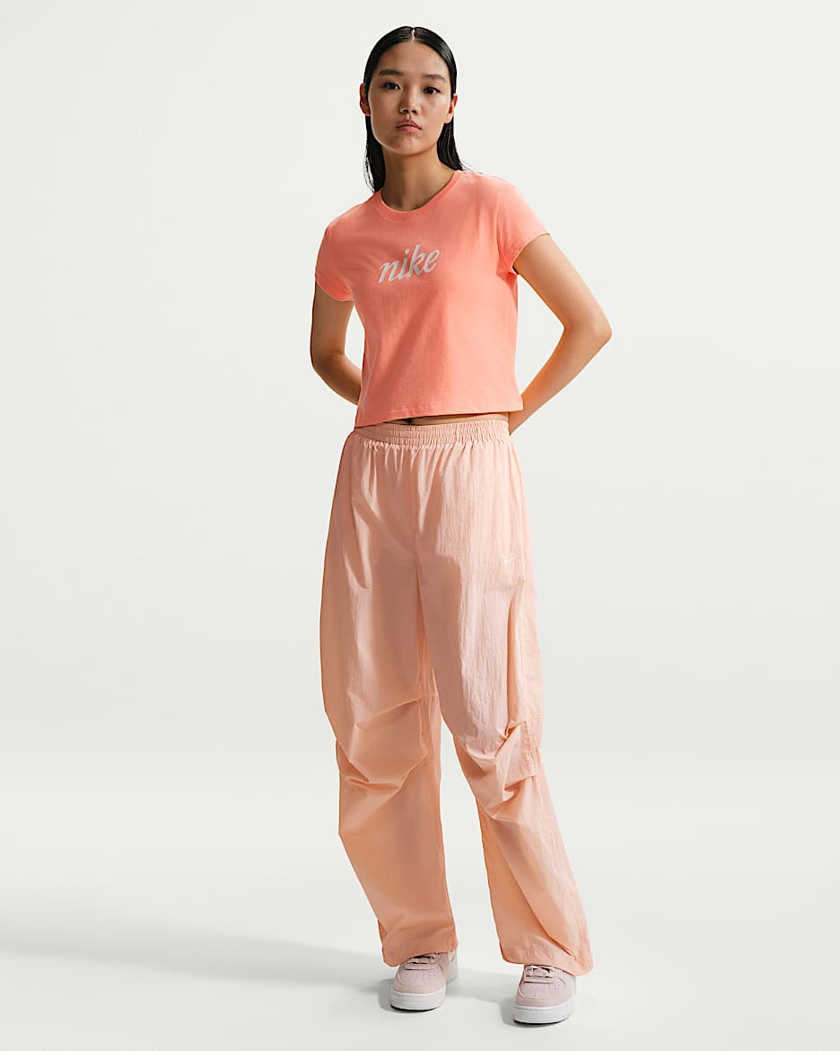 Nike Sportswear 女子防晒拒水中腰轻盈长裤 - 橙粉/帆白