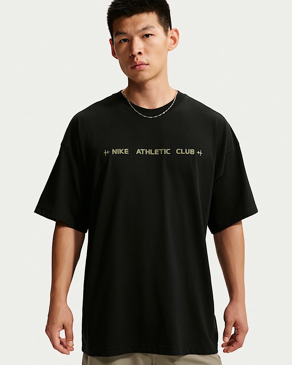 Nike N.A.C. 男子 Oversize 风短袖T恤 - 黑/灰橄榄绿色