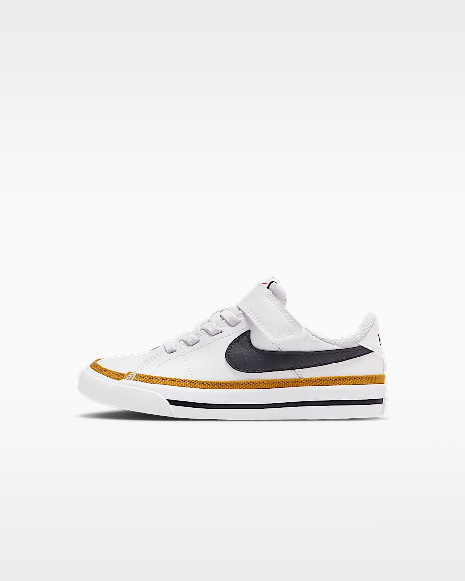 Nike Court Legacy 幼童易穿脱运动鞋 - 白色/沙漠黄褐/橡皮浅褐/黑