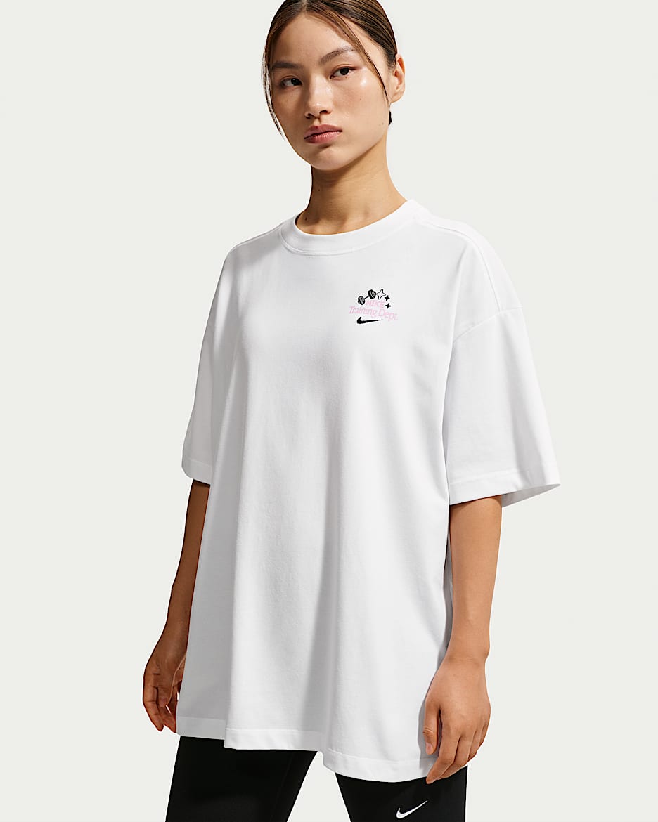 Nike Dri-FIT 女子 Oversize 风速干短袖T恤 - 白色