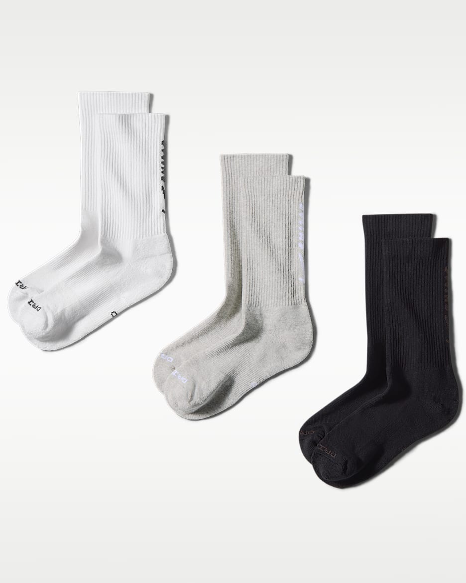 NikeSKIMS Dri-FIT 女子速干中筒运动袜(3 双) - 多色/NSKM Snow/麻灰
