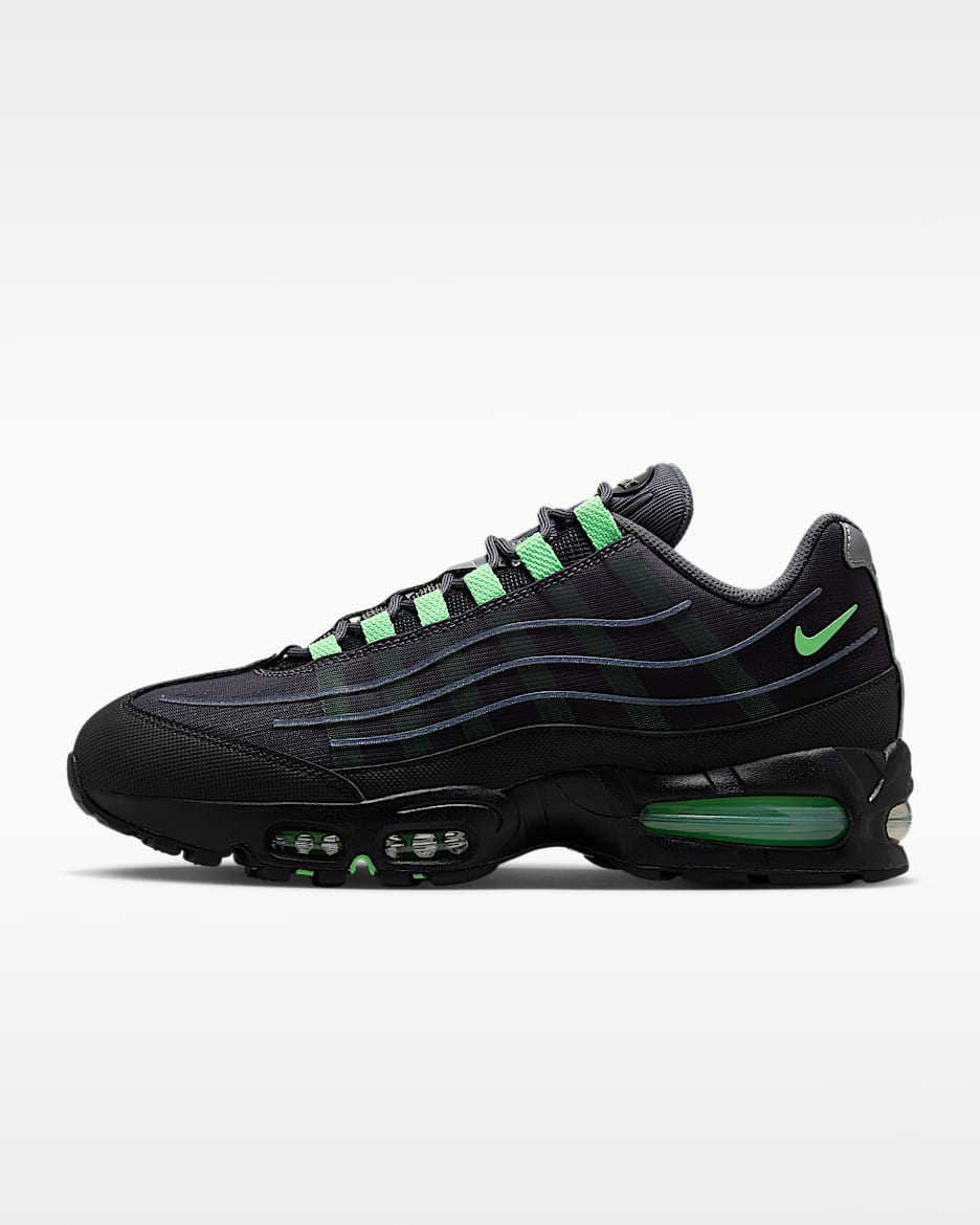 Nike Air Max 95 Big Bubble 男子运动鞋 - 铁灰/黑/金属银/梦幻绿