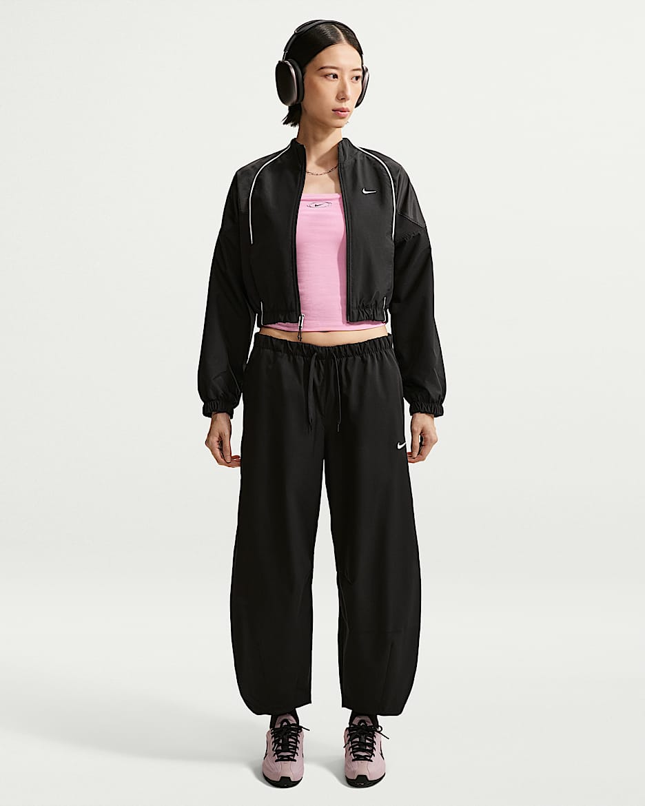 Nike Sportswear 女子宽松中腰长裤 - 黑/黑/帆白