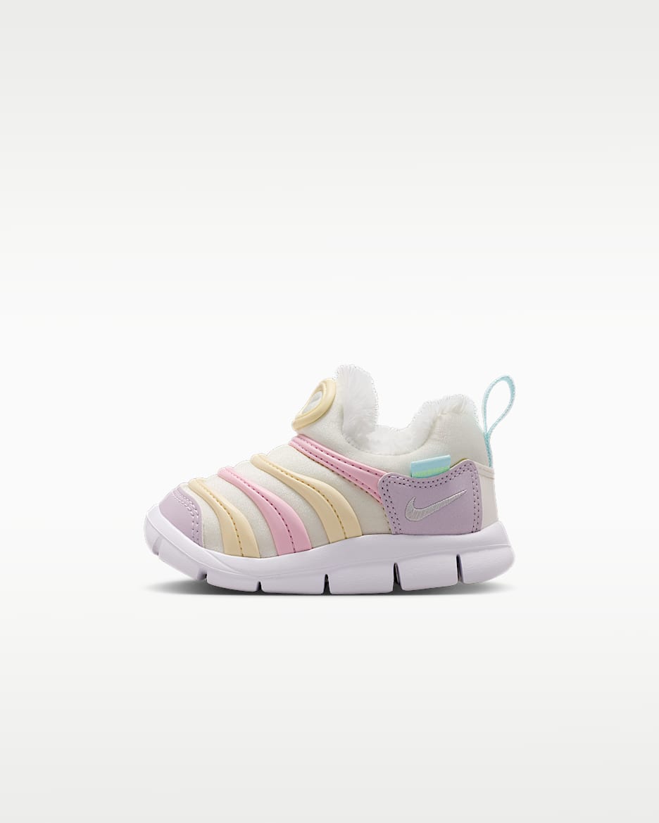 Nike Dynamo Free SE 耐克毛毛虫婴童毛绒运动鞋 - 帆白/白色/石膏色/金属银