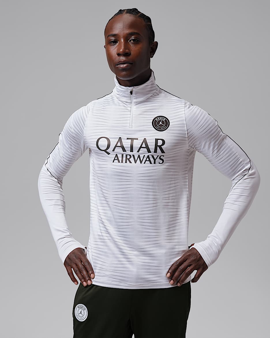 巴黎圣日耳曼足球俱乐部 Strike 第三球衣 Jordan Dri-FIT 男子速干足球针织训练上衣 - 白色/夜森林绿/白色/夜森林绿