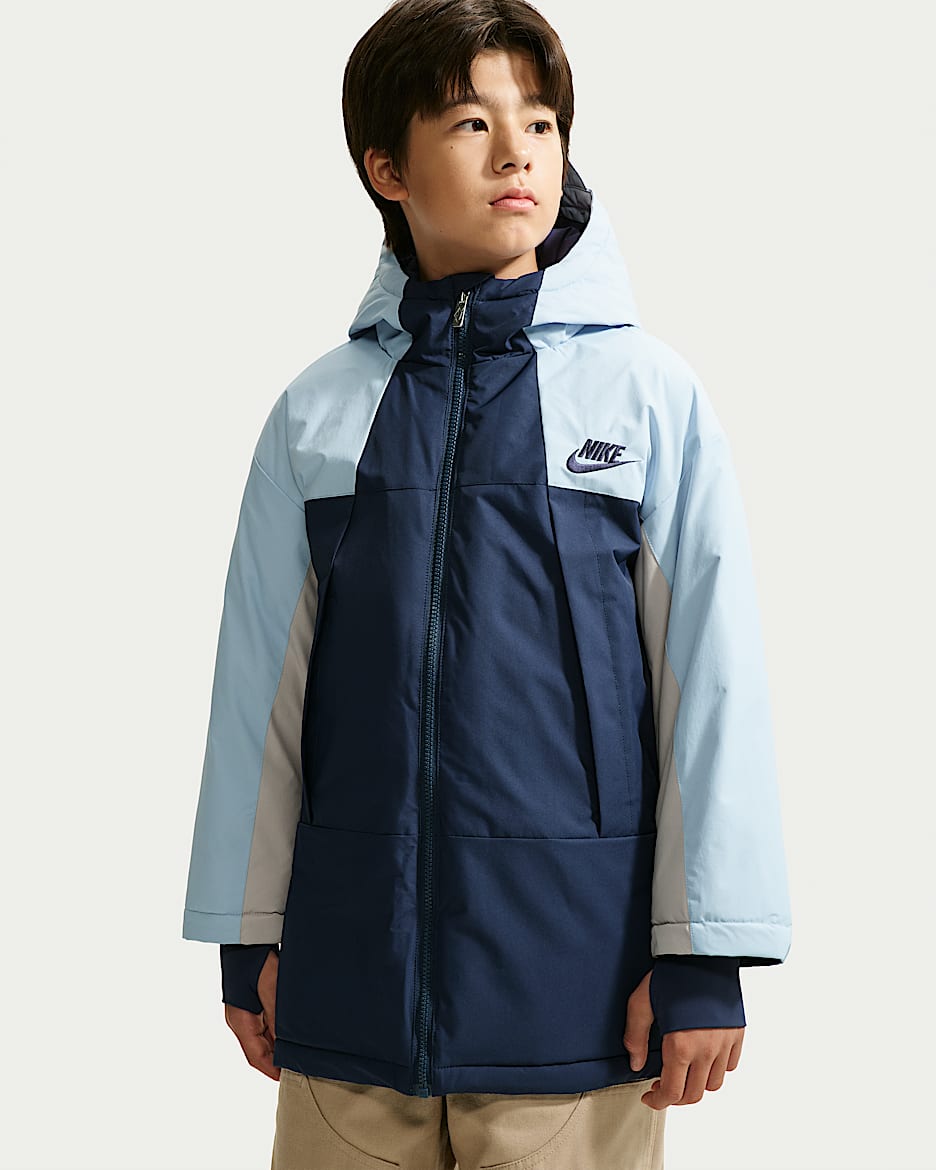 Nike 大童撞色户外羽绒外套 - 深藏青