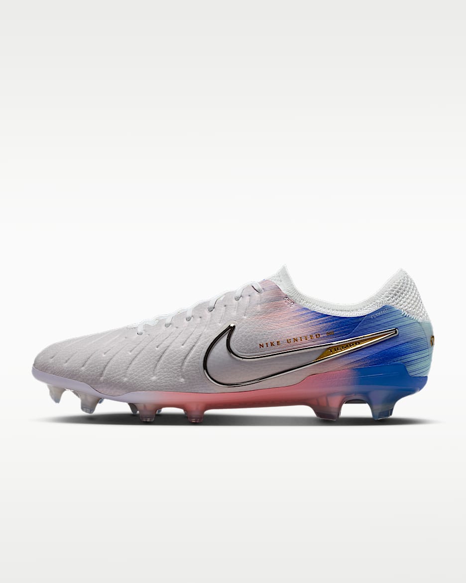 Nike United Tiempo Legend 10 Elite 耐克传奇系列男/女 FG 天然硬质草地低帮足球鞋 - 苍野灰/赛车蓝