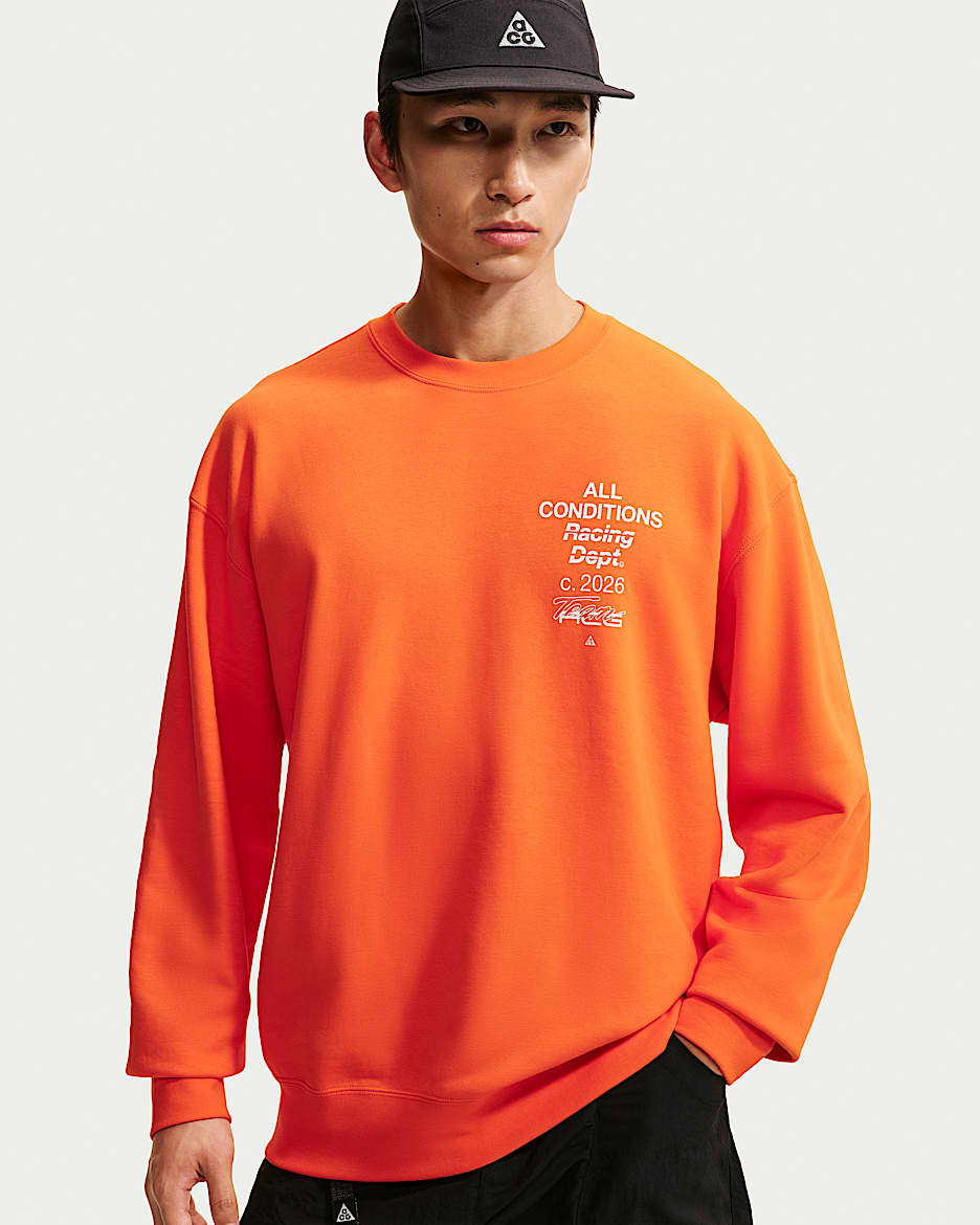 ACG Tuff Fleece Dri-FIT 男子速干圆领运动衫 - 安全橙/白色