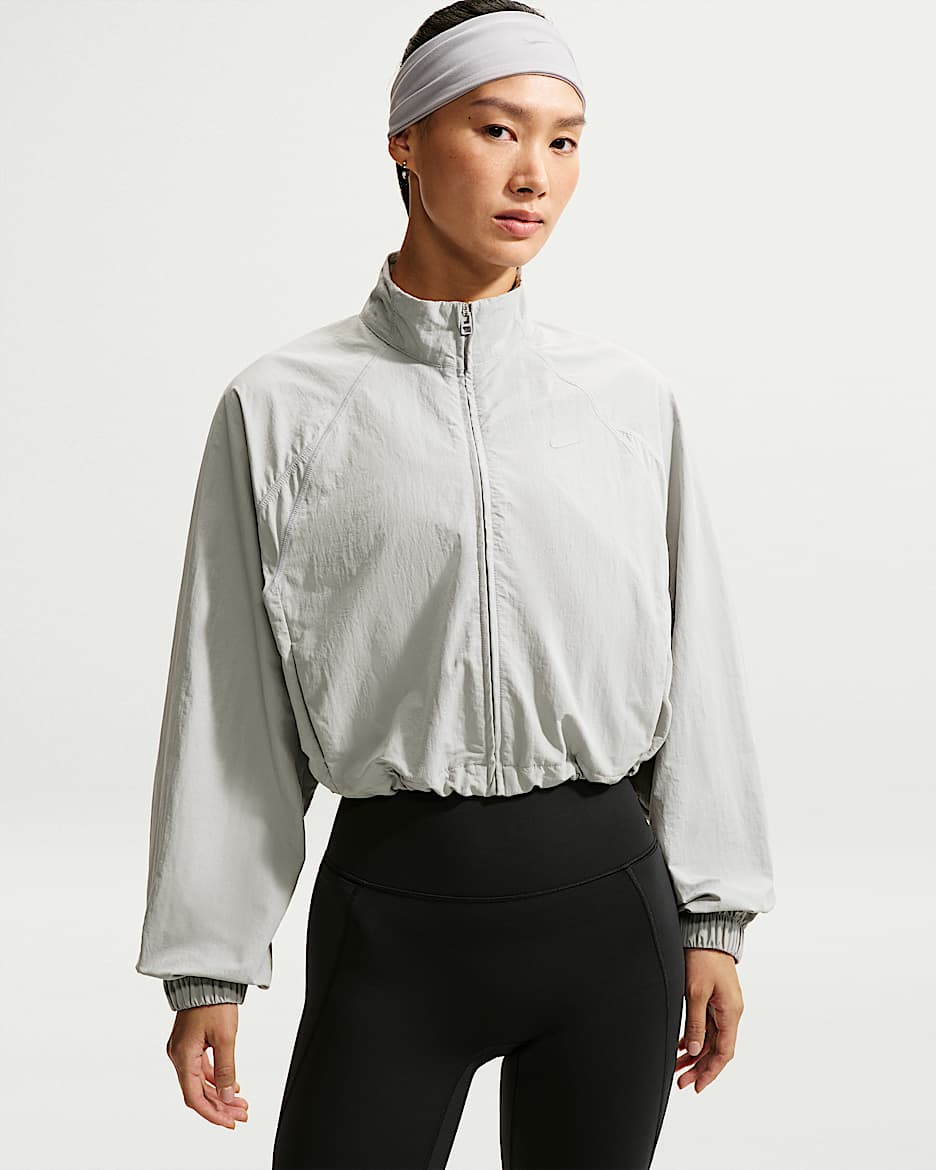 Nike N.A.C. 女子 Oversize 风速干梭织全长拉链开襟夹克 - 浅烟灰/浅烟灰