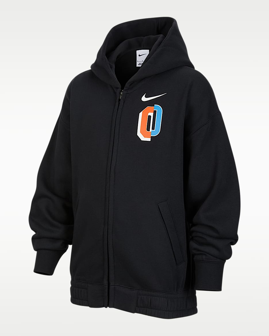 Nike Start Soul 大童（男孩）全长拉链开襟加绒连帽衫 - 黑