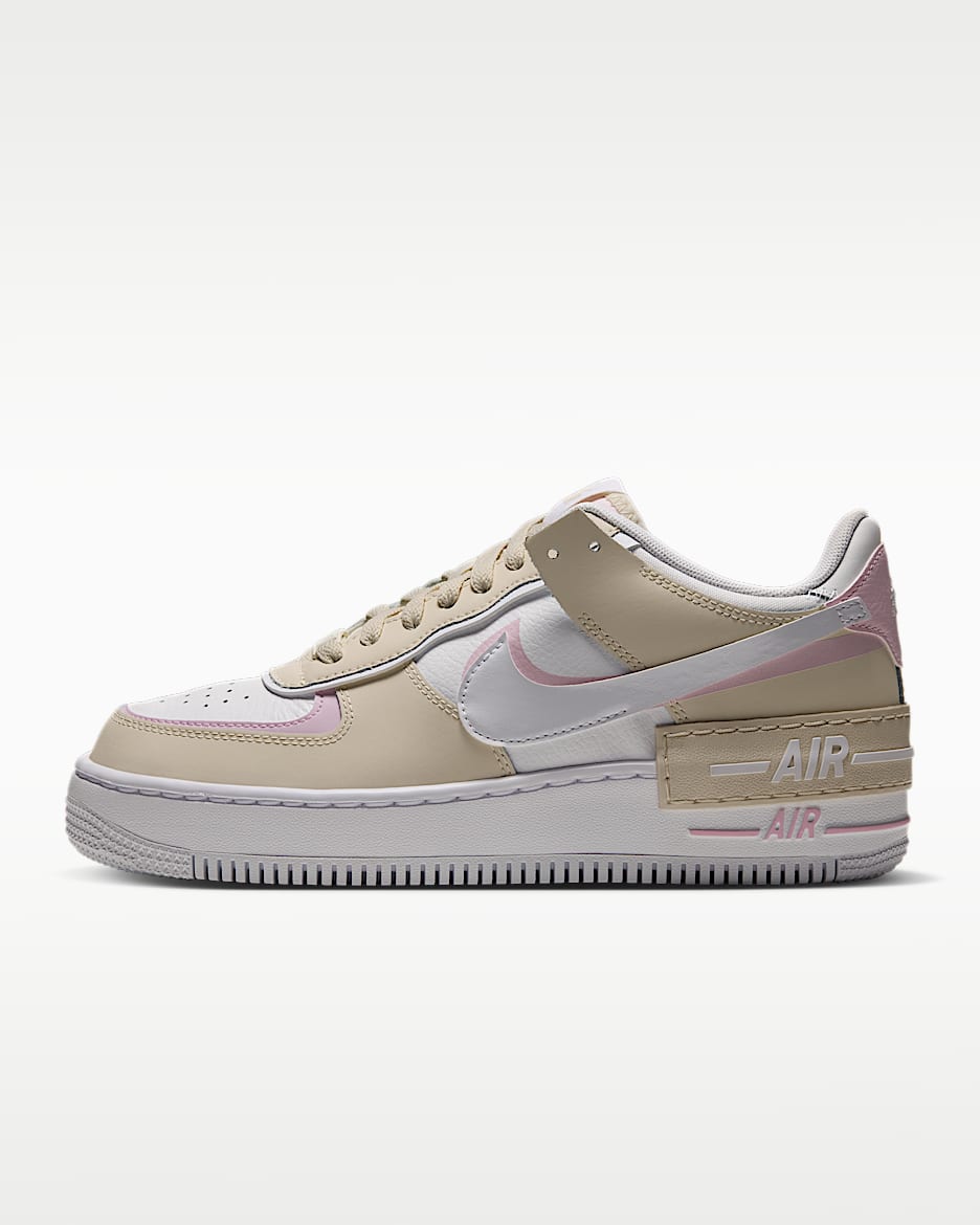 Nike Air Force 1 Shadow 女子空军一号运动鞋 - 自然白/泡沫粉/白色