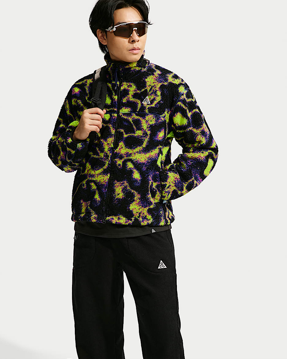 ACG Canwell Glacier Therma-FIT ADV 男子仿羊羔绒全长拉链开襟夹克 - 旧宝蓝/黑/山峰白