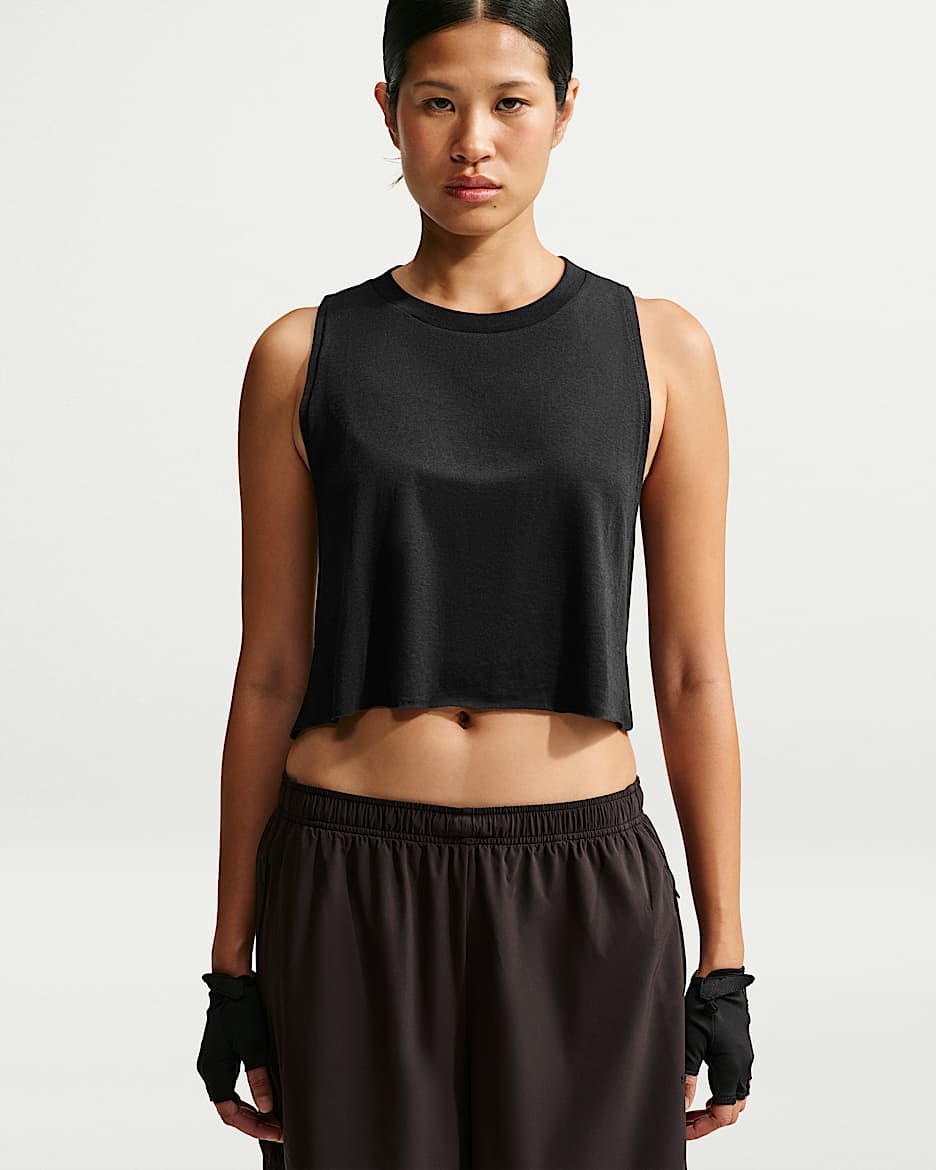 NikeSKIMS Performance Cotton Blend 女子速干短款背心 - NSKM Obsidian