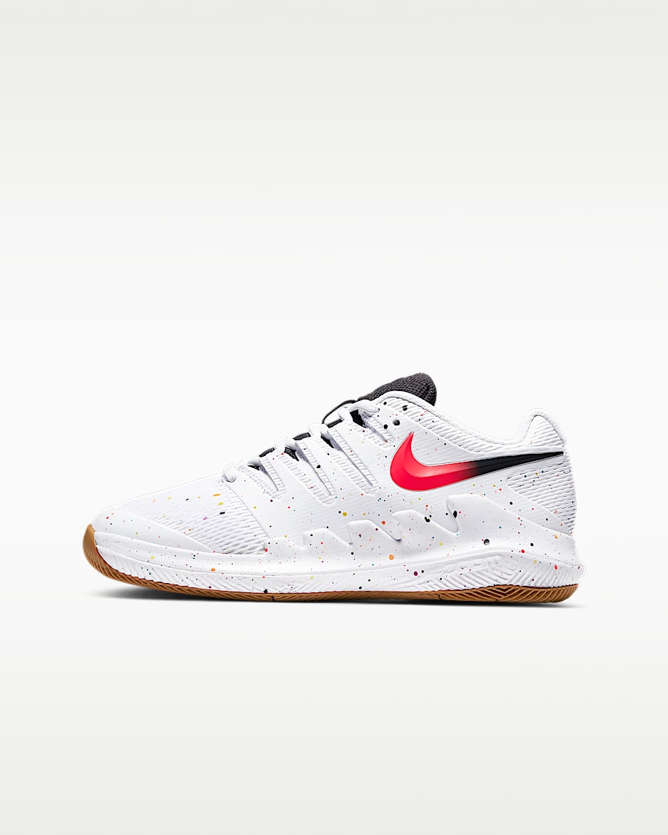 NikeCourt Jr. Vapor X 大童网球鞋 - 白色/清爽蓝/灰黑/激光红