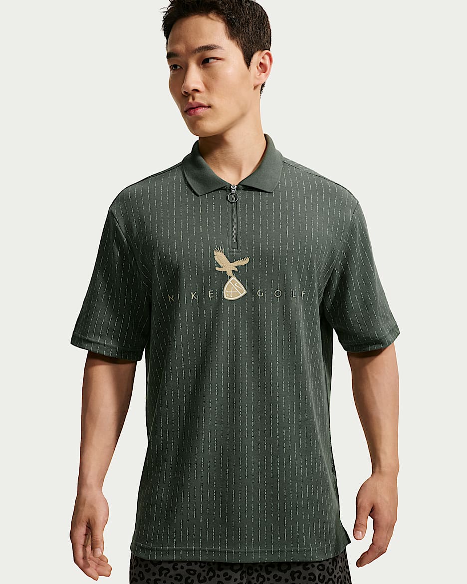Nike Fairway Fresh Dri-FIT 男子速干高尔夫翻领短袖T恤 - 迷彩绿/地平线绿/石灰色