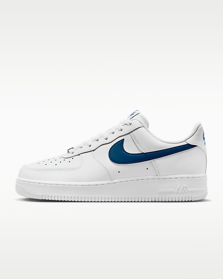 Nike Air Force 1 '07 男子空军一号运动鞋 - 白色/白色/庭蓝
