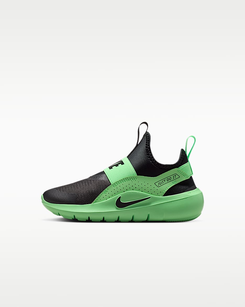 Nike Flex Runner 4 幼童一脚蹬运动鞋 - 黑/梦幻绿/黑