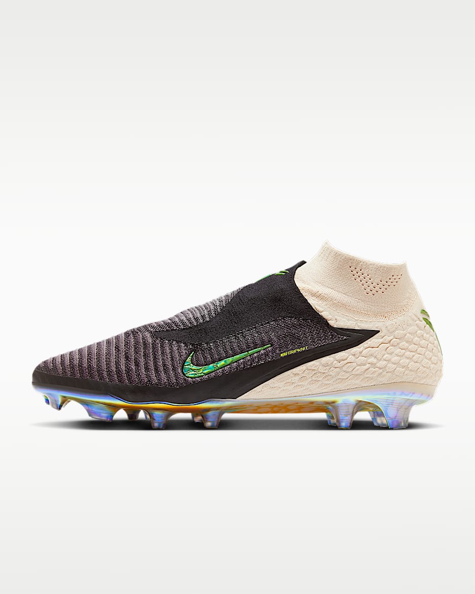 Kobe Phantom 6 High Elite SE 耐克暗煞系列科比男/女 FG 天然硬质草地高帮足球鞋 - 幻影灰白/黑