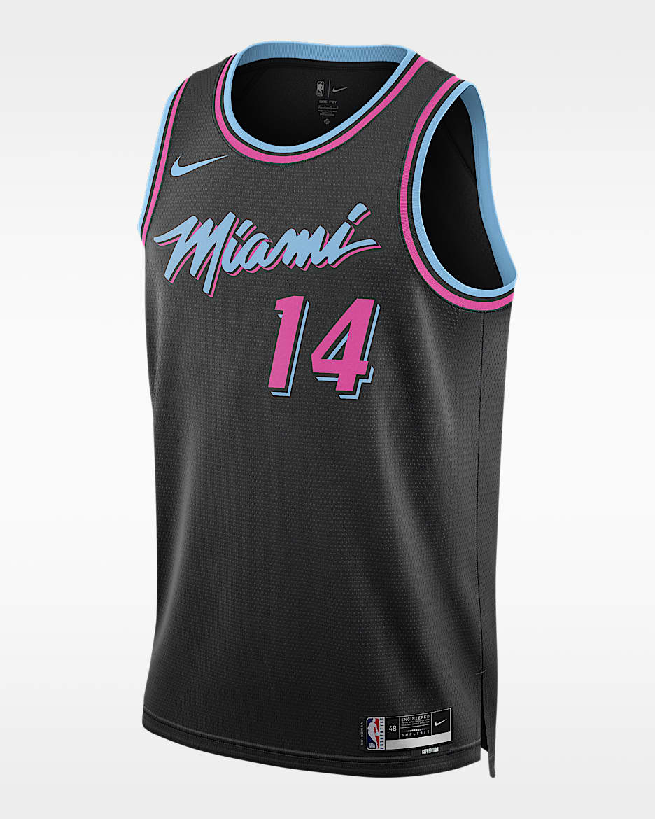 迈阿密热火队泰勒·希罗 (Tyler Herro) City Edition Nike NBA Swingman Jersey 男子速干球衣 - 黑